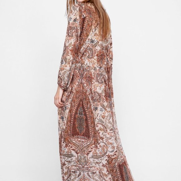 ZARA BLOGGERS FAV PRINTED FLOWING MIDI DRESS BRAND NEW WITH TAGS MEDIUM - Picture 7 of 10